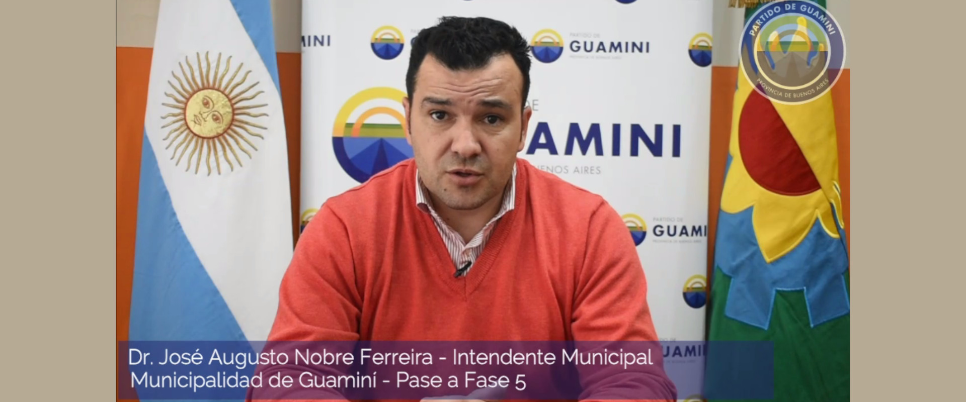 Mensaje del Intendente Municipal José Augusto Nobre Ferreria.